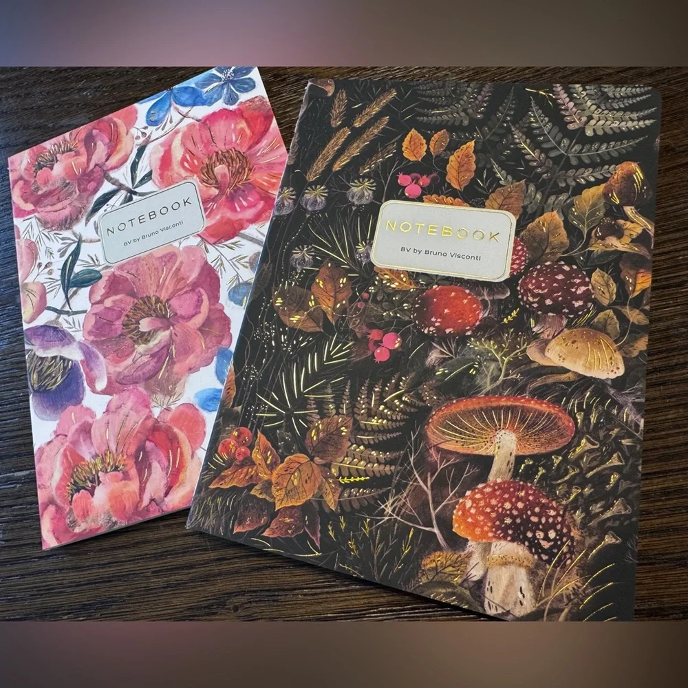 Set of 2 Gorgeous Gold Foil Detailed Soft Touch Notebook Journals - lovely gift!